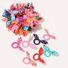 100 Pz / lotto Fascia per capelli elastica per bambini Carino Polka Bow Orecchie di coniglio Fascia Ragazza Anello Scrunchie Bambini Porta coda di cavallo Accessori per capelli 0206