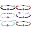 Pulsera trenzada de hebras de ojo azul malvado, joyería hecha a mano, pulseras de cuentas de cristal coloridas para mujer y niña