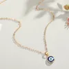 2021 Vintage Etnisk Runt Turkiet Evil Eye Halsband För Kvinnor Guld Silver Färg Blå Ögonhänge Choker Nyckelbenskedja Turkiska smycken