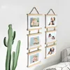 7 Inch Combination 3 Connected Wall Hanging Po Frame Simple Solid Wooden Clip Paper Picture Holder Home Decoration Wood Frame 210611