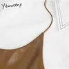 YitimuCeng Patchwork Asymetryczna bluzka Kobiety Przycisk Koszule Luźne Wiosna Moda Ubrania Długie Rękaw Neck Topy 210601