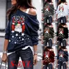 Kerstmis meisje t-shirt grote sizefashion dauw schouder lange mouw sneeuwpop Santa Starry Sky Printed Blouse moederschap tops 341C3