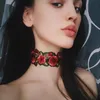 Ankomst Red Flower Rose broderier halsband för kvinnor flickor halsband fest bröllop smycken gåvor 2021 chokers271k