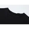 Kvinnor Casual Street Crop Tops Tee Vit Camisole + Black O Neck Pullover Långärmad Split T Shirt Outfits Kvinnliga Spring Sets 210515