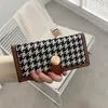 Factory wholesale women wallet elegant atmospheric printing card package sweet lady plaid long wallets fashion folding color matching large leather handbag