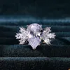 Anelli nuziali ZAKOL Luxury CZ Donna Cocktail Party Abbagliante forma di pera Cubic Zirconia Gioielli in argento di alta qualità con dichiarazione di colore