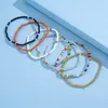 S2842 Fashion Jewelry Colorful Beaded Anklet Set for Woman Beach Elastic Beads Anklet 7pcs/set