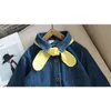 Humor Bear New Girl Denim Robe Automne Manches Longues Casual Enfant Bébé Robe Princesse Bow Chiristmas Robes De Fête Enfants Vêtement 210317