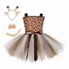Boże Narodzenie Baby Girl Dress Cute Giraffe Suit Gaza Princess Dresses na wesele ubrania 1-12y M035 210610