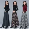 Plus Size High Waist Woolen Plaid Skirts Winter Warm Women'S Wool Maxi Office Ladies Fashion Casual Long Streetwear 210421