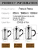 350 / 600 / 1000ml 수동 프랑스어 프레스 커피 메이커 냄비 Cafetera Expreso Percolator Toot Tea Filter Cup