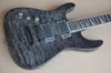Factory Outlet-6 Strings Black Left Handed Electric Guitar with Quilted Maple Veneer,Rosewood Fretboard