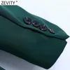 Zevity女性ファッションシングルボタンスリムフィッティングブレザーコートオフィス長袖ポケット女性のアウターウェアシックトップスSW711 210930
