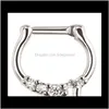 Ringar studs smycken kirurgiskt stål septum clicker ring punk kvinnor män zirkon näsa body pS0894 6nfpc