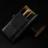 Color negro humo humidor humidor cedro madera forrada de cuero portátil llevando paquetes de viaje para fumar