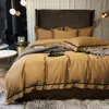 Zestawy pościeli Luksusowy Brązowy Szary Niebieski Silver 1000TC Egipski Bawełniany El Set Satin Jacquard Podwójny Duvet Cover PillowCazy Prześcieradło