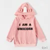 Frühling und Herbst Einhorn Brief drucken rosa Hoodies Sweatshirts für Mama mich 210528