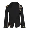 DWOTWINSTYLE FORET FIT BLACK HALLULD OUT PIN-код сращенные пиджаки Blazer Щит с длинным рукавом женщины пальто мода осень зима 211112