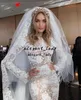 Abiti da sposa a sirena in pizzo di cotone all'uncinetto 2022 Berta Abito da sposa country bohémien con collo gioiello sottile a maniche lunghe senza schienale