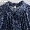 Women Vintage Floral Print Pleated Shirt Dress Femme Chic Turn Down Collar Casual Loose Business Mini Vestido DS5079 210416