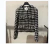 Autumn New women's o-neck long sleeve tweed woolen color block houndstooth plaid grid fashion coat casacos jacket SMLXL