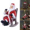 Décorations de Noël Résine Figurine du Père Noël Ornement décoratif Chaise à bascule Sculpture Cadeau Frrg