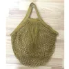 Återanvändbar shoppingkasse 14 Färg Stor storlek Bärbar Shopper Tote Mesh Net Woven Bomull Bag Hem Förvaring Väskor DH9470