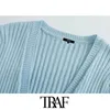 Women Fashion Ribbed Cropped Knitted Cardigan Sweater Vintage Long Sleeve Button-up Female Outerwear Chic Tops 210507