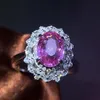 Kluster ringar J605 Sapphire Ring 2.06ct Real Pure 18 K Natural Rosa Padparadscha ädelstenar Gulddiamanter Stenkvinna
