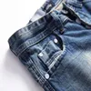 Men's Jeans Fashion Hip Hop Patch Men Retro Knee Rap Hole Zipped Biker Loose Slim Destroyed Torn Ripped Denim Man