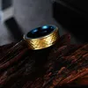 Голубо-золотое двухцветное вольфрамовое кольцевое кольцевое кольцо, мужчина, грубая хип-хоп панк карбиды кольца модные украшения воля и песчаный