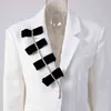 Blazer blanc patchwork bowknot diamant pour femmes crantée à manches longues droites coréennes blazers femme printemps 210524