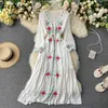 Neploe Summer Puff Sleeve Slim Dress Vintage Women Heavy Industry Embroidery Ethnic Style Dresses Loose Elegant Vestidos 210423