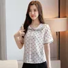 韓国のシフォンの女性のブラウストップピーターパン襟シャツプラスサイズの女性Polka DotブラウスS Blusas Femininas Elegante 210531