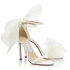 أحذية أنيقة العلامات التجارية AVELINE SANDALS لأحذية الزفاف الزفاف المثيرة للسيدات الكعب العالي الشبكات القوس المصارع الصندل AVERLY STILETTO-HEEL DUSL PUMPS SELIDE SADES EU35-42
