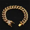 Hip Hop Jewelry Bracelets Gold Silver Color Rhinestone CZ Clasp For Mens Rapper Link Chain