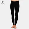 Letsfin Arrivée Femmes Plus Taille Leggings Solide Noir Taille haute Confortable Respirez librement Fitness Stretch 210925