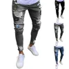 Casual slanke fitness van heren jeans heren gescheurd print munny denim broek broek werk werk