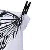 レディーストップストロな蝶パターン半袖カジュアル夏服女性原宿のレジャーのためのスリングTシャツ