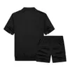 Summer Stripe Tracksuit Men 2 Pieces Casual Men's Set Zipper Short Sleeves TShirt+shorts Fashion Sportswear Fitness Sweat Suits 210603