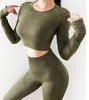 Women Outfit Seamless Yoga Sets Workout Clothes for Female Long Sleeve Crop Top + Mesh Leggings Running Sport Suit Gym Clothing 2 Pieces