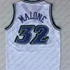 32 # Karl Malone Jersey 12 # John Stockton Jersey Violet Blanc Cousu Donovan Mitchell Orange Chemises En Gros Top Qualité S-XXL