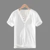 레트로 짧은 소매 티셔츠 남성 O 넥 솔리드 티 여름 얇은 면화 느슨한 탑 대형 티셔츠 M-5XL 남성 의류 210601