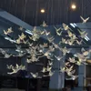 18pcs cristallo trasparente acrilico uccello colibrì soffitto appeso a parete casa matrimonio fase sfondo decorazione ornamenti festa Y0730