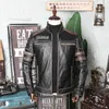 メンズレザーFAUX 2021ビンテージブラックスカル刺繍バイカーのジャケットメンズプラスサイズXXXXL本物牛革スリムフィットオートバイコート