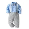 Clothing Sets 2021 Toddler Striped Overalls Boy Clothes Spring Summer Gentlemen Party Shirt Pants Outfits Evening Formal Suit1321075