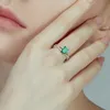 Fashion Delicate Green Crystal Emerald Gemstones Diamonds Rings for Women White Gold Silver Color Bague Jewets Gifts Accessory9073714