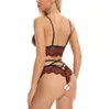 В наличии 2PCS SET Womens Сексуальное белье Сатин кружева Пижамы Женское белье ночной костюмы