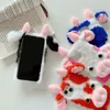 3D Vache Cheveux En Peluche Cas Pour iPhone 13 Mini Pro Max 12 11 XR XS X 8 7 6 Plus Moelleux Lapin Véritable Fourrure Floue Fille Dame Doux TPU Animal Oreille