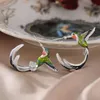 Stud Cute Hummingbird vorm oorbellen voor vrouwen goud kleur schilderij dier kinderdag prinses bruiloft sieraden gift